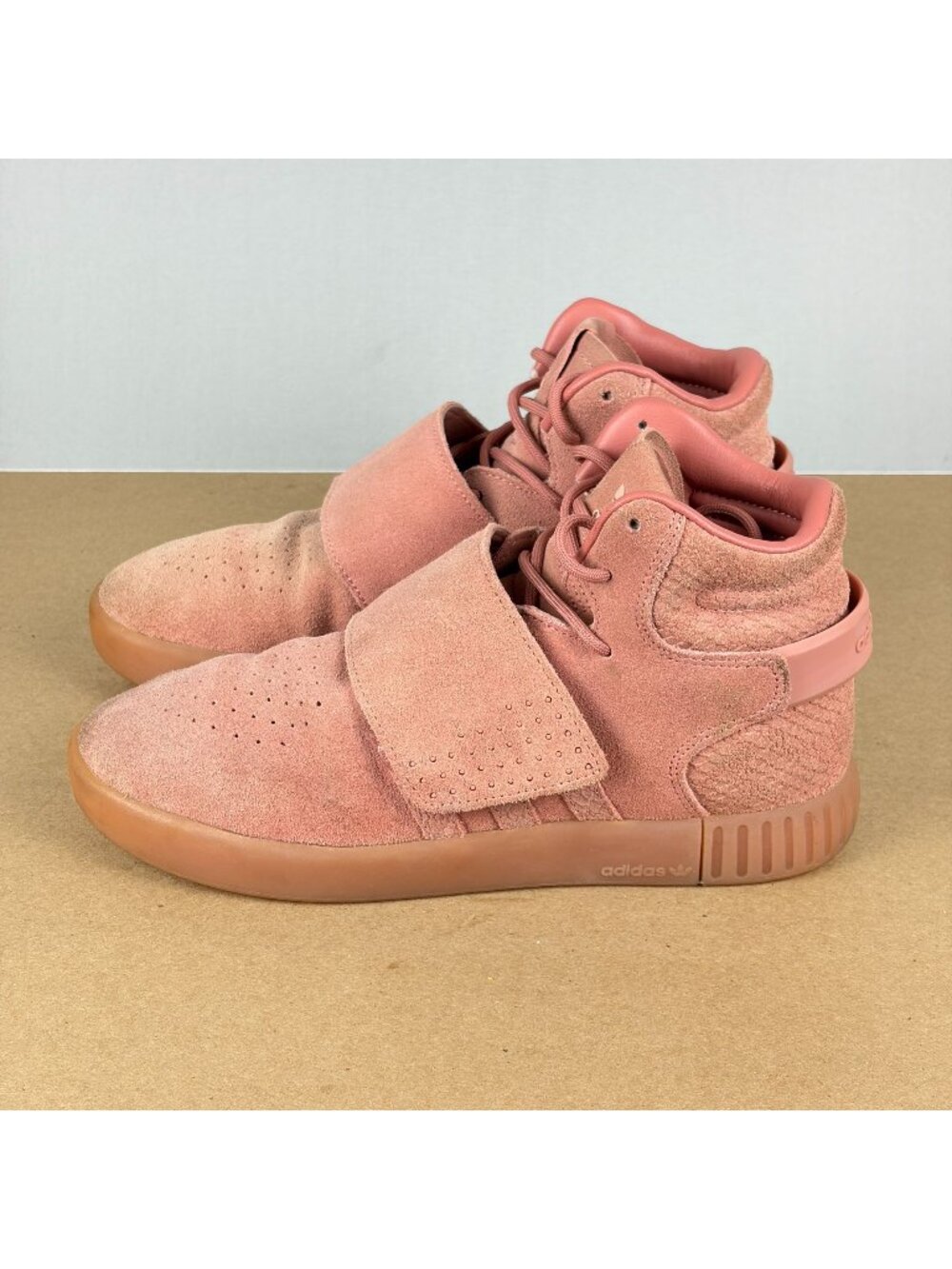 Adidas Tubular Invader Suede High Top Sneakers Womens 7.5 Dusty Pink Lace Up